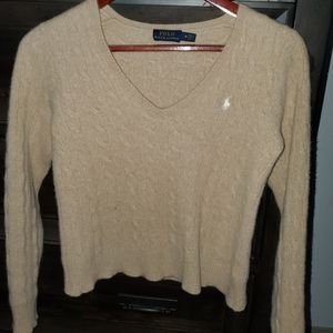 WOMENS RALPH LAUREN WOOL CAMEL LS SWEATER XS /S